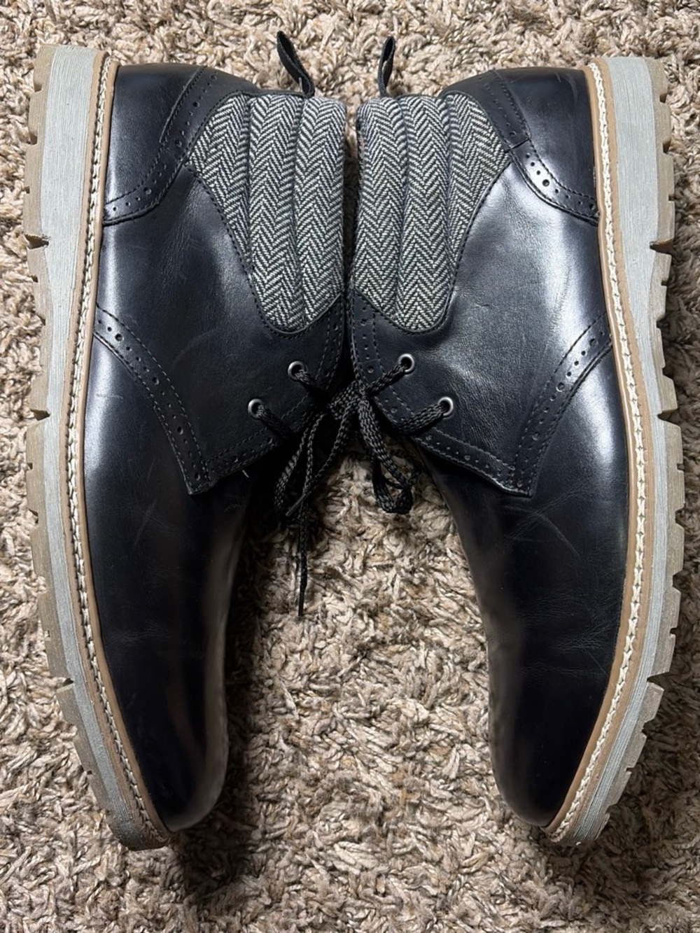Stacy Adams Grantley Men’s Black Leather Chukka Boots Herringbone 25298-001